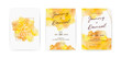 Yellow Watercolor Texture Background, Set of wedding or invitation design template.