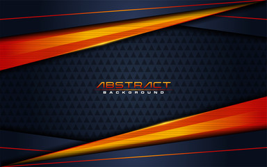 Wall Mural - modern dark navy background and orange lines in 3d abstract style. futuristic background