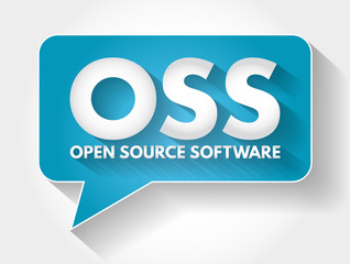 Wall Mural - oss - open source software acronym message buble, technology concept background