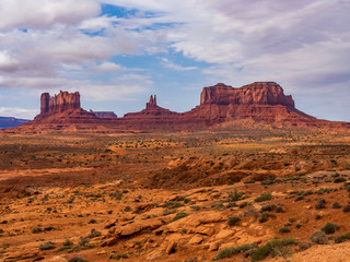 National parks usa southwest area of giant rock formations and table mountains in Monument Valley