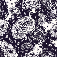 Hand-Drawn Artistic Ink Black, White Paisley Swirls Vector Seamless Pattern. Trendy Boho Traditional Ethnic Fashion Print. Monochrome Line Painterly Doodle Folk Feminine Texture Background