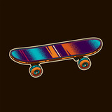 Original vector illustration. Urban skateboard in retro style.