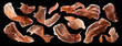 Sliced jamon, dry italian prosciutto crudo, spanish ham on black background