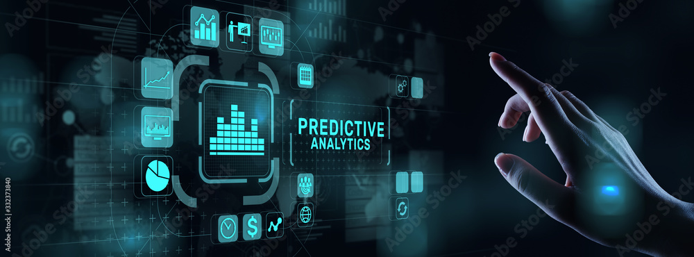 Predictive analytics Big Data analysis Business intelligence internet and modern technology concept on virtual screen. - obrazy, fototapety, plakaty 