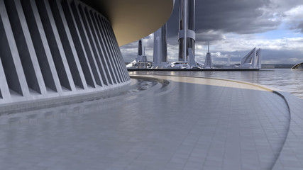 Poster - futuristic city landscape