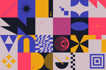 Wall Mural - brutalism design abstract vector pattern