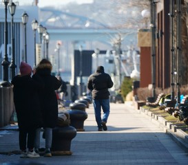 Poster - people walking on city street