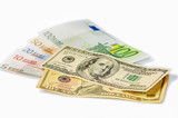 Fototapeta  - dollar and euro notes. ,dollar, exchange, currency, cash