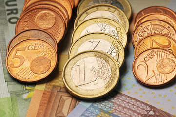 Canvas Print - euro coins set cash money - EU currency