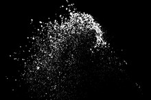 White Splashes Isolated On Black Background. Abstract Vector Explosion. Digitally Generated Image. Illustration, EPS 10.