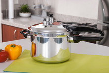 Double Valve Pressure Cooker On White Background