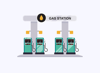 Vector modern flat design gas filling station.