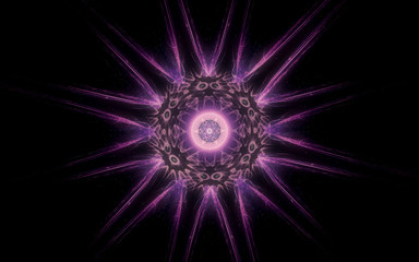 abstract illustration of a fantastic star with many rays on a black background