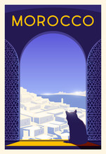 Time To Travel. Around The World. Quality Vector Poster. Morocco.
