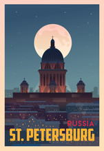 Time To Travel. Around The World. Quality Vector Poster. St. Petersburg.