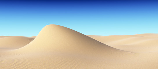 Smooth sand hill with waves under clear blue sky