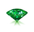 Beautiful green gem emerald on white background. Vector illustration.