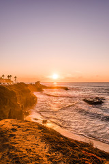 Beautiful sunset at the coast, La Jolla, San Diego, California.