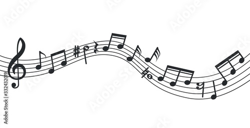 Dekoracja na wymiar  fala-nuty-muzyki-notatki-tla-plakat-muzyczny-na-bialym-tle-abstrakcyjna-pieciolinia-klucz-wiolinowy-i