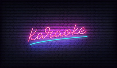 Wall Mural - Karaoke. Neon glowing lettering sign Karaoke