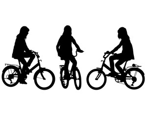 Young athlete on a bike for extreme stunts. Isolated silhouette on a white background