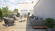 Modern Terrace Showcase With Sofa And Chairs