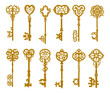 © Genzi - Set of vintage gold key silhouette or icons