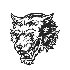 Wall Mural - ferocious wolf head monochrome concept