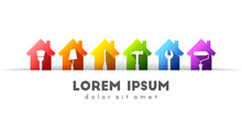 House and work tool set. Home improvement, maintenance and repair concept. Banner or upper border and tucked design..