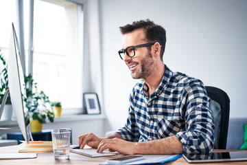 Freelance programmer working from home office