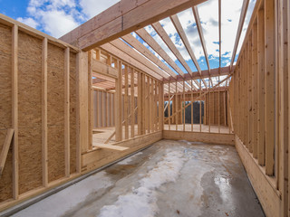 view of interior construction framing of new housing