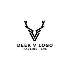 Sticker - Simple Deer logo, initials V. linear force vector design. - Vector