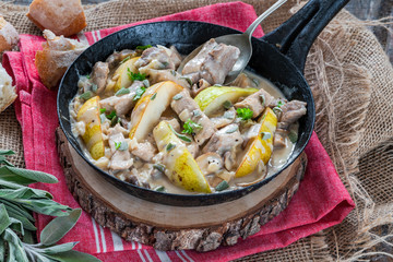 Canvas Print - Creamy pork and pear cassoulet with cider