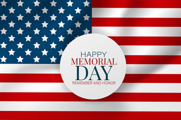 Memorial Day banner background with American flag. United States of America holiday. Vector illustration.