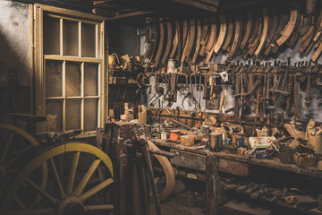 old horse carriage repair shop