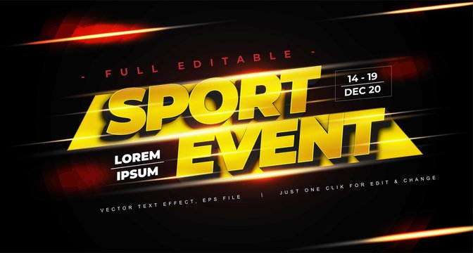 sport event text effect vector, editable text effect in adobe illustrator, easy to customize to your