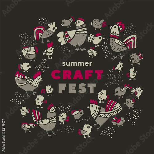 Craft fun roosters, hen and...