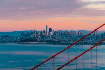 Wall Mural - sunrise over Golden Gate Bay in California