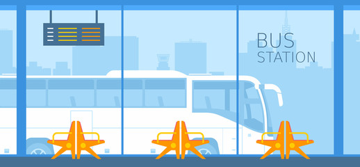 Wall Mural - bus station. flat design. isolated on white background