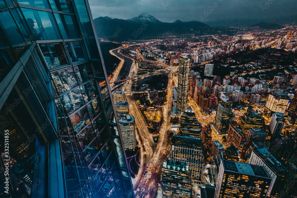 From above magnificent view night city from viewpoint in contemporary ...