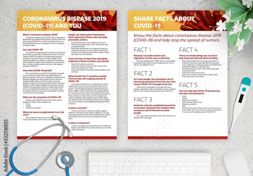 Covid 19 Factsheet Brochure Layout Kaufen Sie Diese Vorlage Und Finden Sie Ahnliche Vorlagen Auf Adobe Stock Adobe Stock
