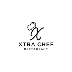 Wall Mural - Creative luxury modern Chef hat for restaurant with X sign logo design template.