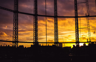 Orange Skies over Hackney Gasworks