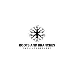 Poster - Illustration luxury abstract roots and branches nature sign logo design.