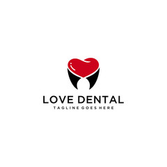 Wall Mural - Health Logo design vector template Dental clinic Logotype with heart sign.