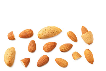 Wall Mural - almonds isolated on a white background. Food. top view