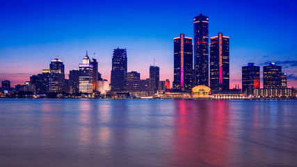 Wall Mural - Detroit Skyline, the view from Windsor, Ontario, Canada. 