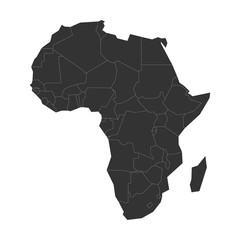Sticker - Blank grey political map of Africa. Vector illustration