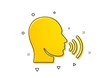 Talk sign. Human sing icon. Person speak symbol. Yellow circles pattern. Classic human sing icon. Geometric elements. Vector