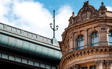 Wall Mural - Traditional Sandstone Georgian Architecture with Tyne Bridge in Newcastle upon Tyne, UK